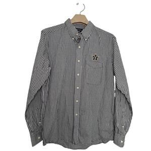 Antigua Vanderbilt Commodores Mens XL Black Check Button Down Shirt Star Vandy